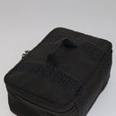 HERMES Vanity Her Line Cosmetic Pouch Canvas Gray Auth ki5324-6