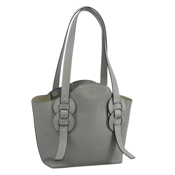 Chloe Darryl Tote Bag Leather Gray Gold Auth ki5336V