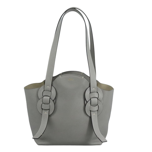Chloe Darryl Tote Bag Leather Gray Gold Auth ki5336V
