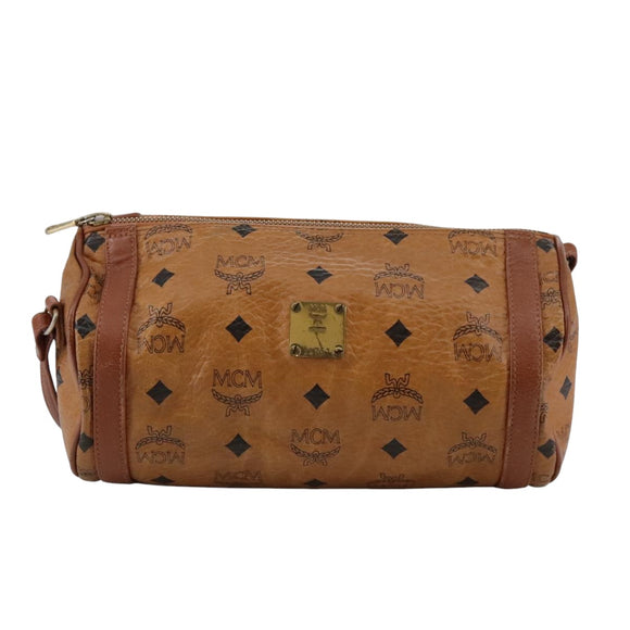 MCM Vicetos Logogram Shoulder Bag PVC Leather Brown Auth ki5337
