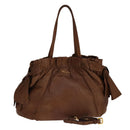 PRADA Tote Bag Leather 2way Brown Auth ki5372-1