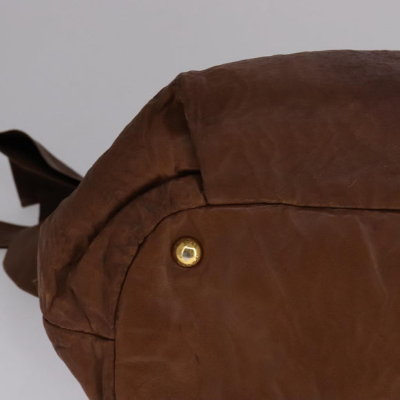 PRADA Tote Bag Leather 2way Brown Auth ki5372