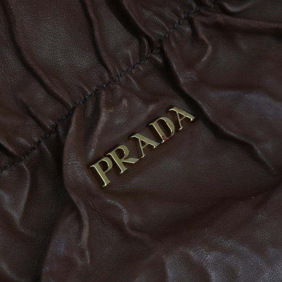 PRADA Tote Bag Leather 2way Brown Auth ki5372