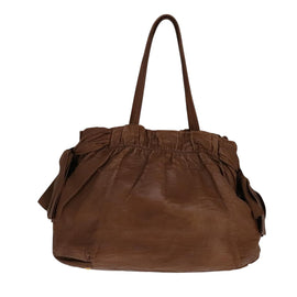 PRADA Tote Bag Leather 2way Brown Auth ki5372 - 0
