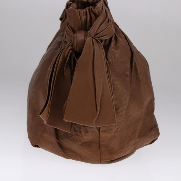 PRADA Tote Bag Leather 2way Brown Auth ki5372