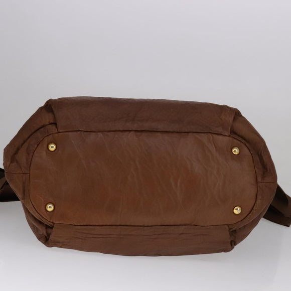 PRADA Tote Bag Leather 2way Brown Auth ki5372