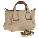 Chloe Etel Hand Bag Leather 2way Beige Gold Auth ki5376-1