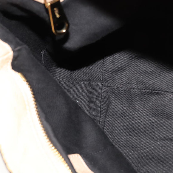 Chloe Etel Hand Bag Leather 2way Beige Gold Auth ki5376