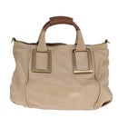 Chloe Etel Hand Bag Leather 2way Beige Gold Auth ki5376-2