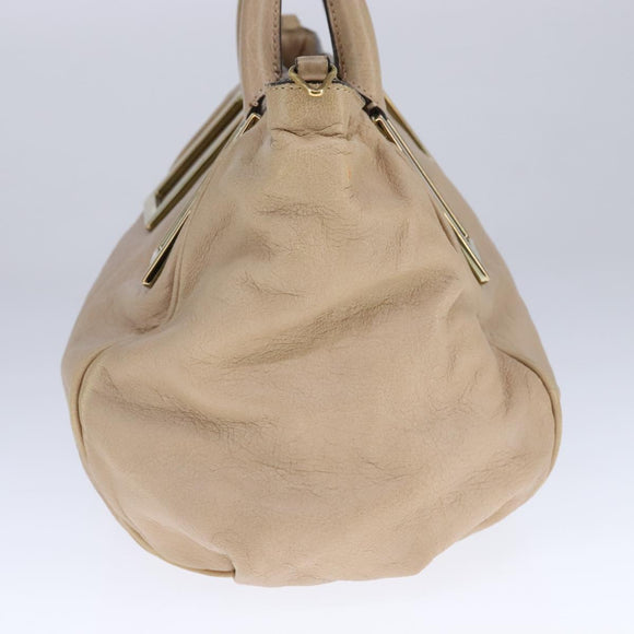 Chloe Etel Hand Bag Leather 2way Beige Gold Auth ki5376