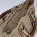 Chloe Etel Hand Bag Leather 2way Beige Gold Auth ki5376-6
