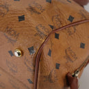 MCM Vicetos Logogram Mini Boston Bag PVC Leather 2way Brown Gold Auth ki5381-16