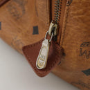 MCM Vicetos Logogram Mini Boston Bag PVC Leather 2way Brown Gold Auth ki5381-10