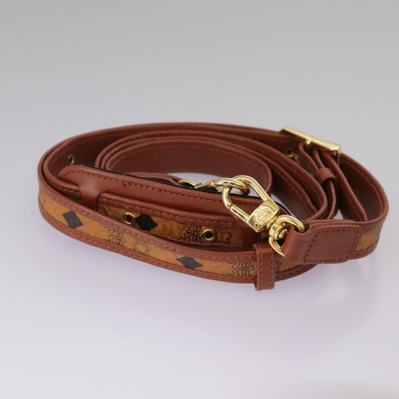 MCM Vicetos Logogram Mini Boston Bag PVC Leather 2way Brown Gold Auth ki5381