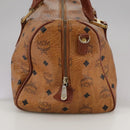 MCM Vicetos Logogram Mini Boston Bag PVC Leather 2way Brown Gold Auth ki5381-4