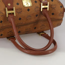 MCM Vicetos Logogram Mini Boston Bag PVC Leather 2way Brown Gold Auth ki5381-7