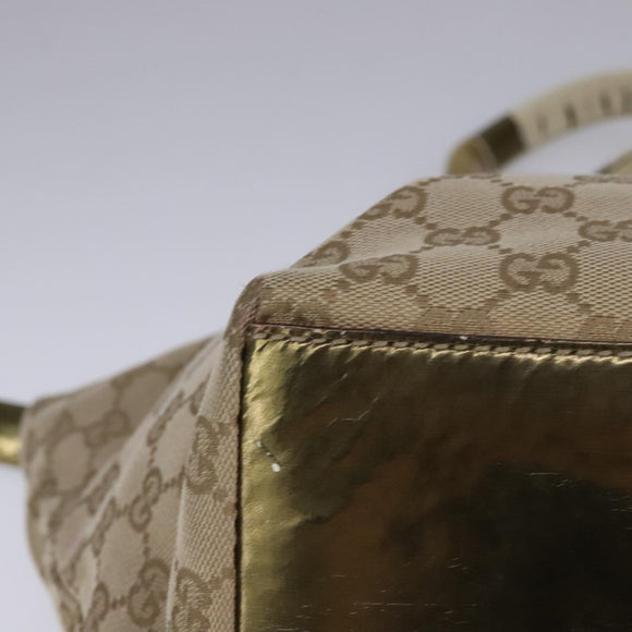 GUCCI GG Canvas Sherry Line Tote Bag Beige Gold pink 131230 Auth ki5389