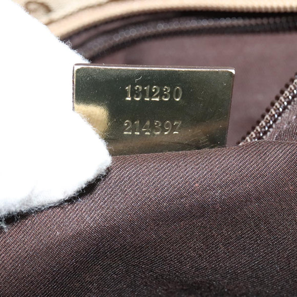 GUCCI GG Canvas Sherry Line Tote Bag Beige Gold pink 131230 Auth ki5389