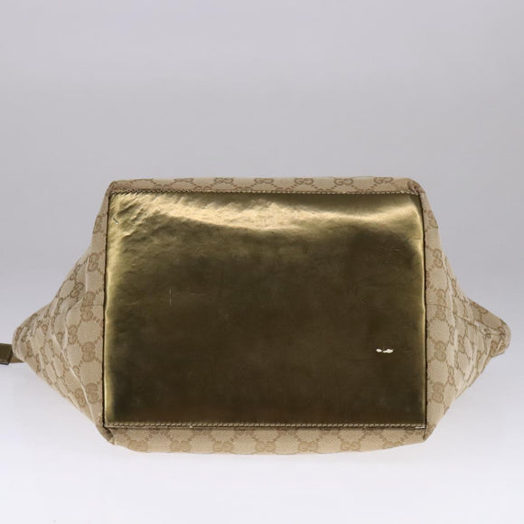 GUCCI GG Canvas Sherry Line Tote Bag Beige Gold pink 131230 Auth ki5389
