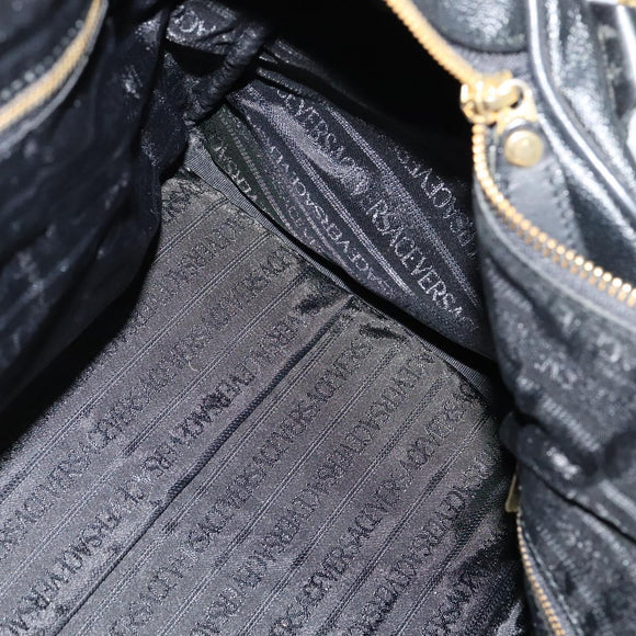 VERSACE Sunface Boston Bag Leather 2way Black Gold Auth ki5390V