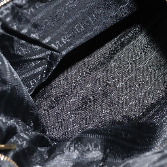 VERSACE Sunface Boston Bag Leather 2way Black Gold Auth ki5390V