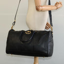 VERSACE Sunface Boston Bag Leather 2way Black Gold Auth ki5390V-24