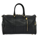 VERSACE Sunface Boston Bag Leather 2way Black Gold Auth ki5390V-2