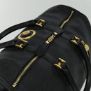 VERSACE Sunface Boston Bag Leather 2way Black Gold Auth ki5390V-6