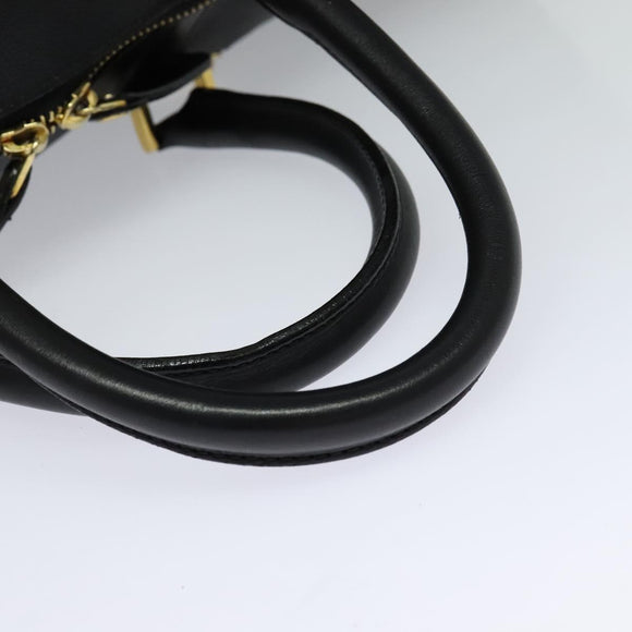 VERSACE Sunface Boston Bag Leather 2way Black Gold Auth ki5390V