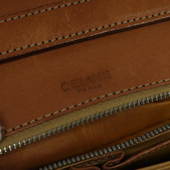 CELINE Macadam Canvas Shoulder Bag PVC Leather Brown Auth ki5395