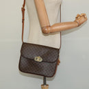 CELINE Macadam Canvas Shoulder Bag PVC Leather Brown Auth ki5395-24
