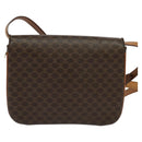 CELINE Macadam Canvas Shoulder Bag PVC Leather Brown Auth ki5395-2