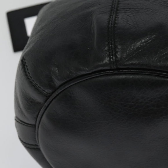 BALENCIAGA Giant Mini Pom Pom Hand Bag Leather 2way Black 285439 Auth ki5426V