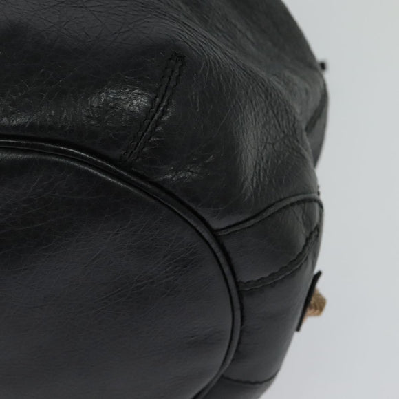 BALENCIAGA Giant Mini Pom Pom Hand Bag Leather 2way Black 285439 Auth ki5426V