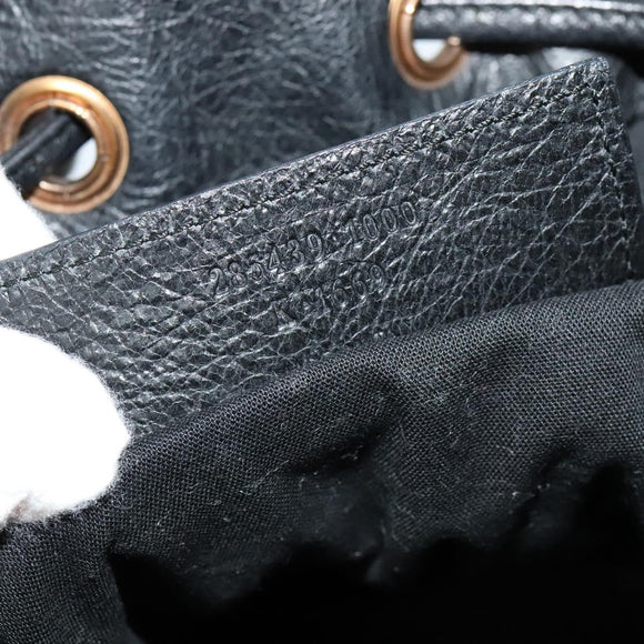 BALENCIAGA Giant Mini Pom Pom Hand Bag Leather 2way Black 285439 Auth ki5426V