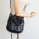 BALENCIAGA Giant Mini Pom Pom Hand Bag Leather 2way Black 285439 Auth ki5426V-23