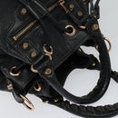 BALENCIAGA Giant Mini Pom Pom Hand Bag Leather 2way Black 285439 Auth ki5426V-6