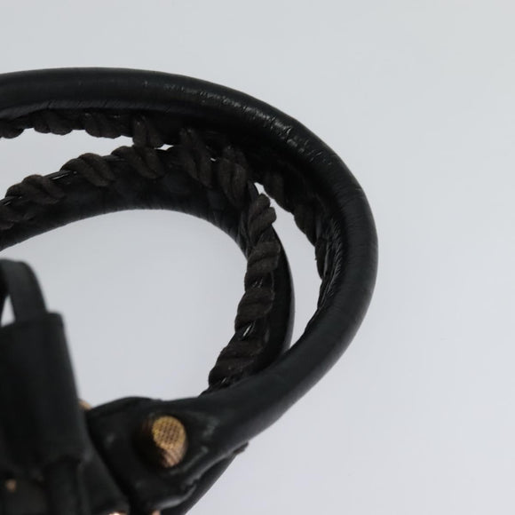 BALENCIAGA Giant Mini Pom Pom Hand Bag Leather 2way Black 285439 Auth ki5426V