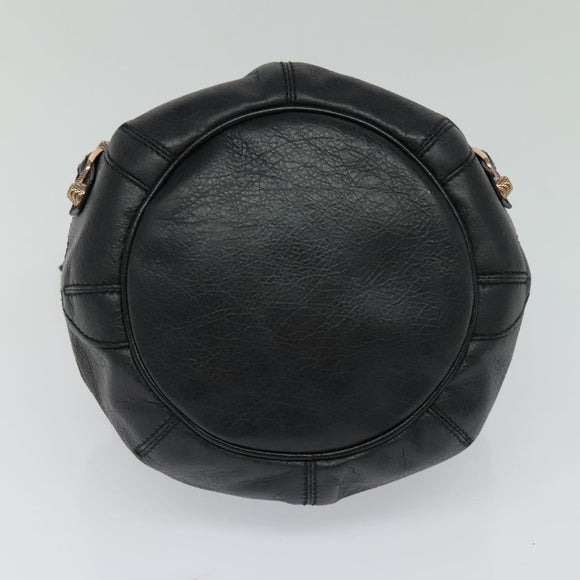 BALENCIAGA Giant Mini Pom Pom Hand Bag Leather 2way Black 285439 Auth ki5426V