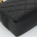 CHANEL Matelasse Chain Shoulder Bag Caviar Skin Black Gold CC Auth ki5432-11