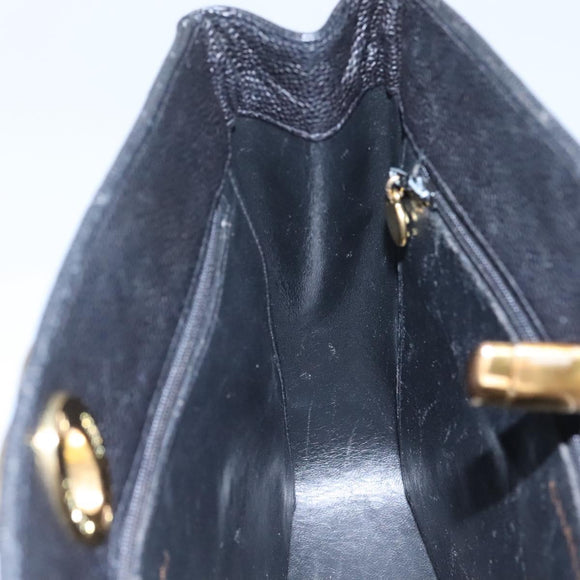 CHANEL Matelasse Chain Shoulder Bag Caviar Skin Black Gold CC Auth ki5432