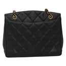 CHANEL Matelasse Chain Shoulder Bag Caviar Skin Black Gold CC Auth ki5432-3