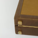 LOEWE Anagram Attache Case Hand Bag Leather Beige Auth ki5434-9