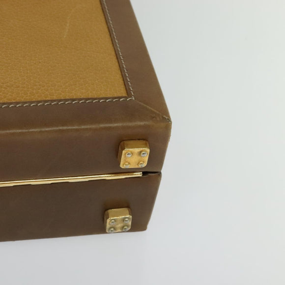 LOEWE Anagram Attache Case Hand Bag Leather Beige Auth ki5434