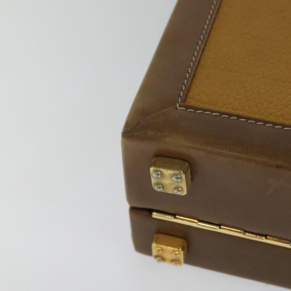 LOEWE Anagram Attache Case Hand Bag Leather Beige Auth ki5434