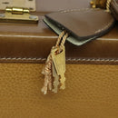 LOEWE Anagram Attache Case Hand Bag Leather Beige Auth ki5434-10
