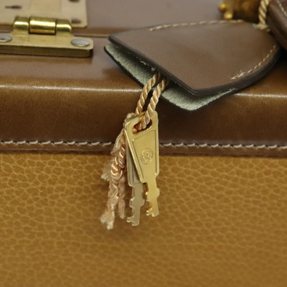 LOEWE Anagram Attache Case Hand Bag Leather Beige Auth ki5434