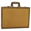 LOEWE Anagram Attache Case Hand Bag Leather Beige Auth ki5434-1