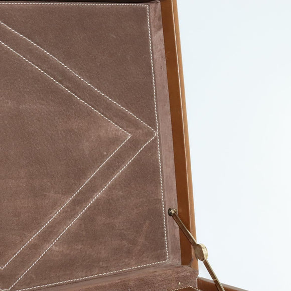 LOEWE Anagram Attache Case Hand Bag Leather Beige Auth ki5434