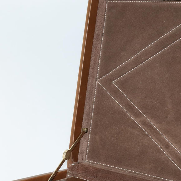 LOEWE Anagram Attache Case Hand Bag Leather Beige Auth ki5434